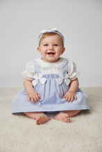 Load image into Gallery viewer, Baby girl sitting in blue striped dress - Option 2