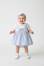 Load image into Gallery viewer, Baby girl standing in blue striped dress - Option 4