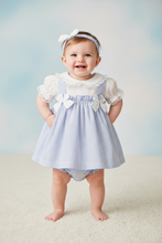 Load image into Gallery viewer, Baby girl standing in blue striped dress - Option 5