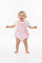 Load image into Gallery viewer, Baby girl standing in pink romper