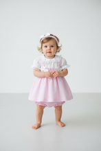 Load image into Gallery viewer, Baby girl standing in pink striped dress - Option 5