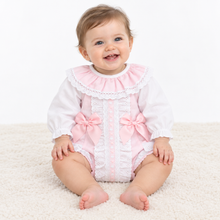 Load image into Gallery viewer, Baby girl wearing the outfit in a white studio setting