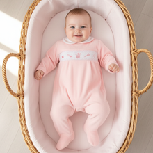 Load image into Gallery viewer, Baby in oval wicker Moses basket