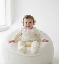 Load image into Gallery viewer, Baby on beanbag in cream romper - Option 10
