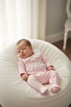 Load image into Gallery viewer, Baby on beanbag in pink romper - Option 2