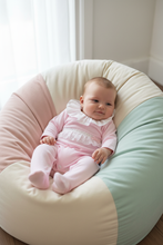 Load image into Gallery viewer, Baby on beanbag in pink romper - Option 3