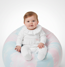 Load image into Gallery viewer, Baby on beanbag in white romper - Option 10