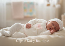 Load image into Gallery viewer, Baby on beanbag wearing white outfit