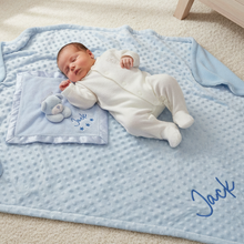Load image into Gallery viewer, Baby on personalised blanket - overhead view
