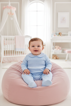 Load image into Gallery viewer, Baby on pink beanbag