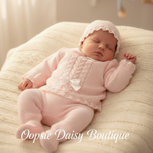 Load image into Gallery viewer, Baby wearing pink jumper with plain sleeves