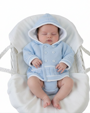 Load image into Gallery viewer, Blue cardigan in Moses basket
