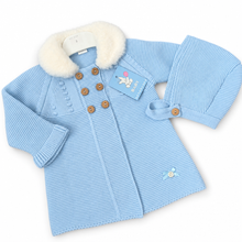 Load image into Gallery viewer, Blue knit set on a clean white studio background