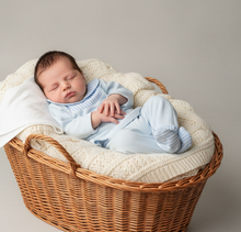 Load image into Gallery viewer, Blue outfit in wicker basket