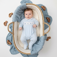 Load image into Gallery viewer, Blue romper seagrass basket