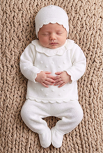 Load image into Gallery viewer, Bobble-detail white jumper, overhead view