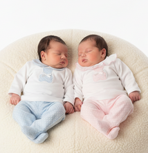 Load image into Gallery viewer, Both babies on large cream beanbag
