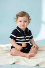 Load image into Gallery viewer, Boys Knitted Shorts Set – Navy Blue