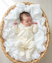 Load image into Gallery viewer, Cream romper baby in basket