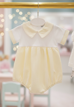 Load image into Gallery viewer, Cream romper gold rail
