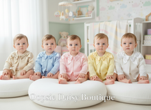 Load image into Gallery viewer, Five baby girls in nursery wearing cardigans