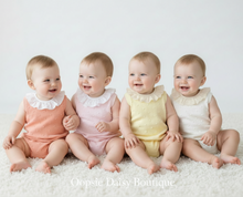 Load image into Gallery viewer, Four babies in bobble rompers - studio