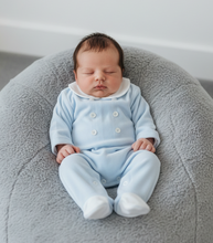 Load image into Gallery viewer, Full romper on grey beanbag