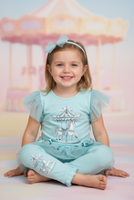 Load image into Gallery viewer, Girl model sitting in carousel outfit