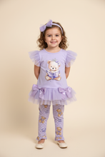 Load image into Gallery viewer, Girl model sweet pose in lilac teddy bear outfit