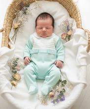 Load image into Gallery viewer, Mint bird's eye Moses basket