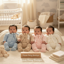 Load image into Gallery viewer, Newborn babies wearing coordinated outfits