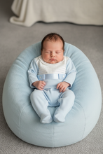 Load image into Gallery viewer, Newborn boy in blue beanbag