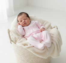 Load image into Gallery viewer, Newborn in pink babygrow in basket - variation 9