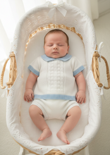 Load image into Gallery viewer, Option 5 - Broderie bassinet white/blue