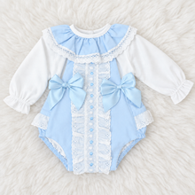 Load image into Gallery viewer, Paler blue outfit on fluffy rug