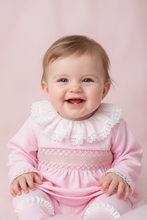 Load image into Gallery viewer, Pink baby outfit on model - pastel