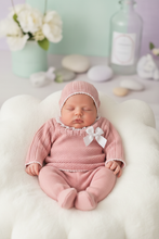 Load image into Gallery viewer, Pink knit outfit with bonnet - Option 2