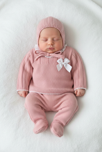 Load image into Gallery viewer, Pink knit outfit with bonnet - Option 3