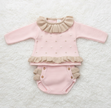 Load image into Gallery viewer, Pink Knitted Set on White Fluffy Rug - Clean 5