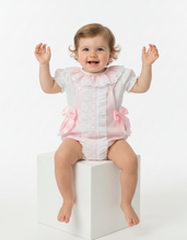 Load image into Gallery viewer, Pink romper - arms up full view
