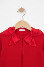 Load image into Gallery viewer, Red Bow Cardigan - Detail Shot