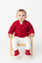 Load image into Gallery viewer, Red cardigan calm baby wooden chair cushion