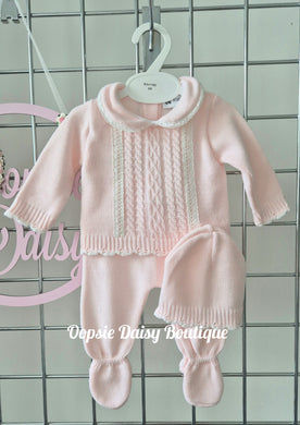 Baby Girls Pink Knitted Set with Hat