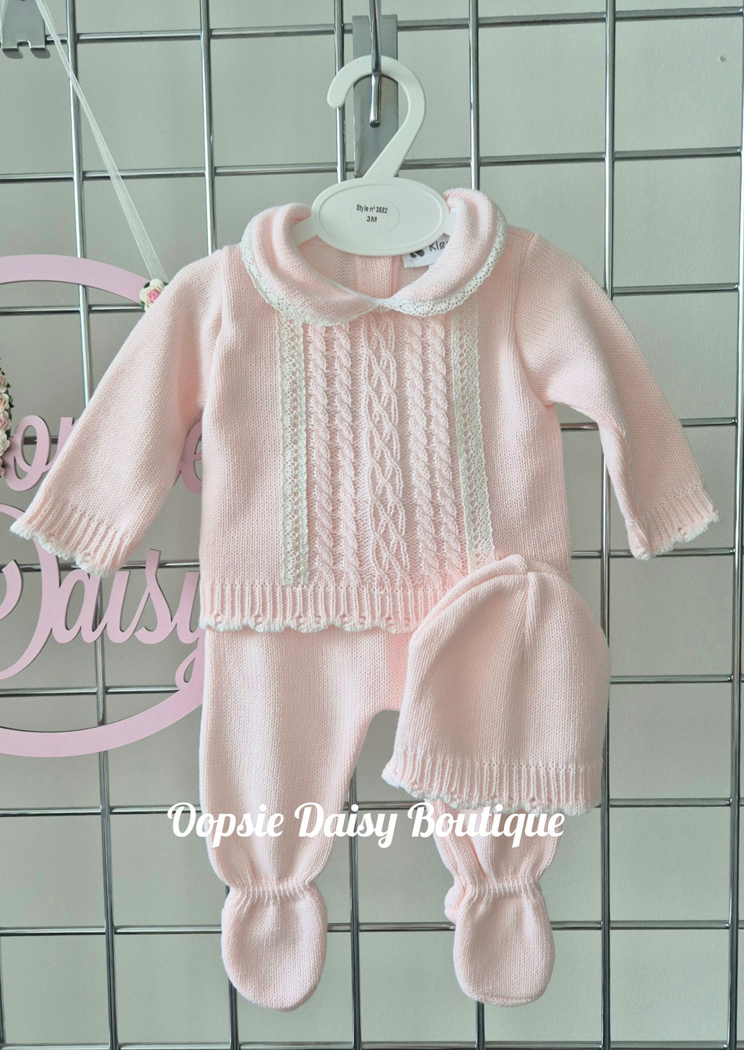 Baby Girls Pink Knitted Set with Hat