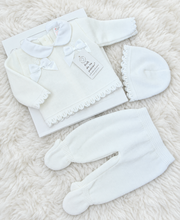 Load image into Gallery viewer, Baby Girls White Knitted Trouser Set - Size Newborn