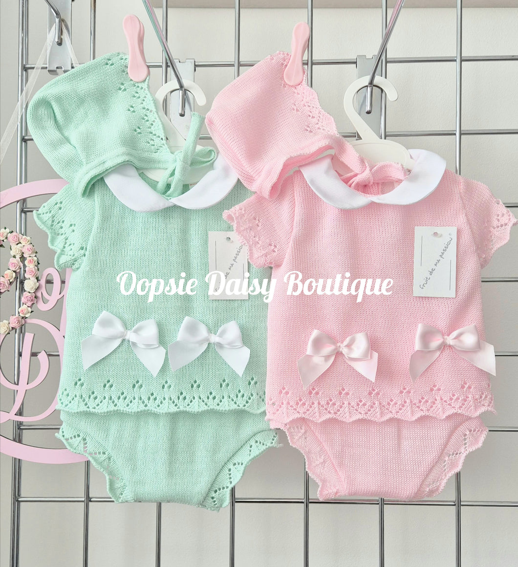Baby Girls Spanish Knitted Jam Set, Size 0-3mth