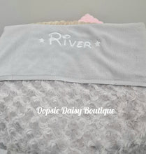 Load image into Gallery viewer, Personalised Baby Blanket Supersoft Rosebud Design X 6 Colours  , Disney Font