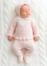 Load image into Gallery viewer, Baby Girls Baby Pink Knitted Trouser Set - Size Newborn