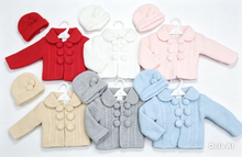 Load image into Gallery viewer, Baby Knitted Pram Coat &amp; Hat Set - Pink, Blue or Beige