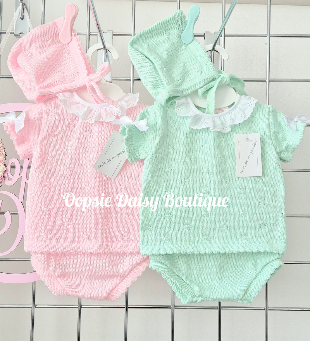 Baby Girls Spanish Knitted Jam Set, Size 0-3mth